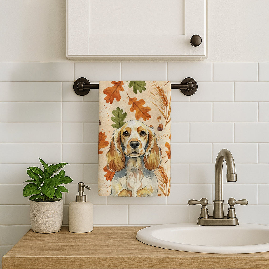 Lemon Roan English Cocker Spaniel Heirloom Fall Kitchen Towel Velour Plush Front and Cotton Loop Back Machine Washable
