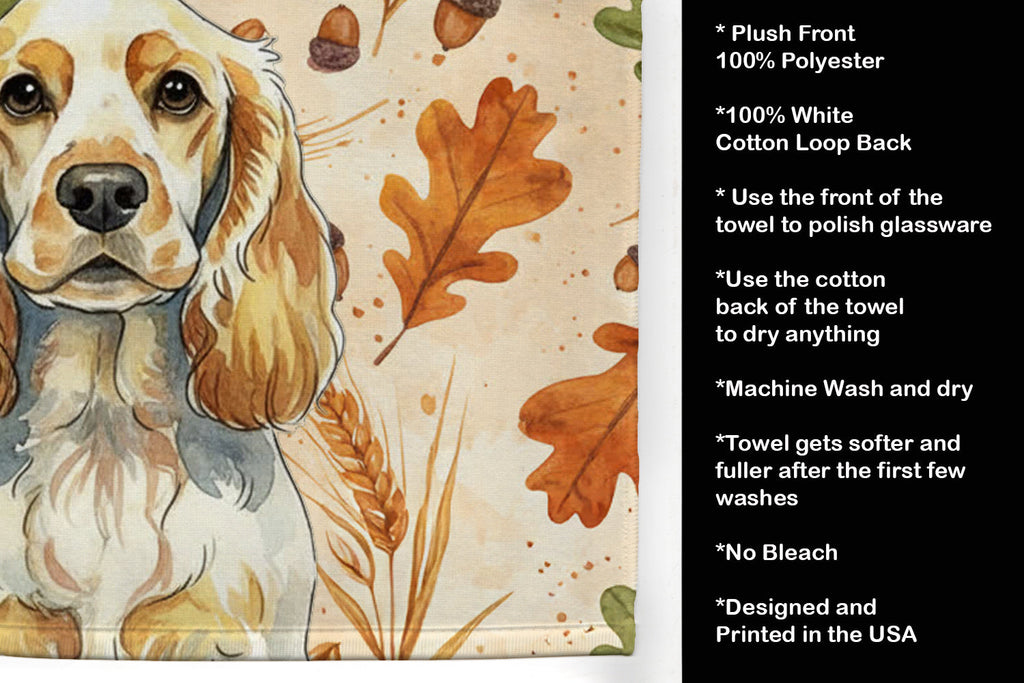 Lemon Roan English Cocker Spaniel Heirloom Fall Kitchen Towel Velour Plush Front and Cotton Loop Back Machine Washable