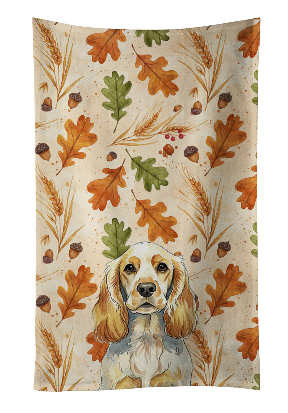Lemon Roan English Cocker Spaniel Heirloom Fall Kitchen Towel Velour Plush Front and Cotton Loop Back Machine Washable