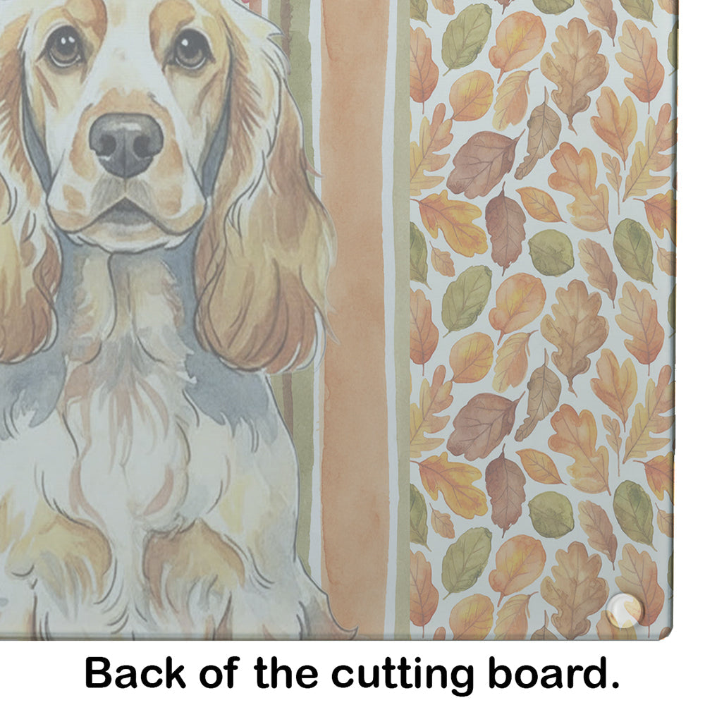 Lemon Roan English Cocker Spaniel Heirloom Fall Cutting Board Tempered Glass Kitchen Cutting Surface, Heat Resistant Chopping, Non-Slip Feet, Food Prep & Serving