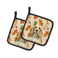 Lemon Roan English Cocker Spaniel Heirloom Fall Pot Holder Set of 2 Heat Resistant Quilted Hot Pads 7.5 x 7.5 Inch, Insulated Kitchen Trivets for Cooking & Baking