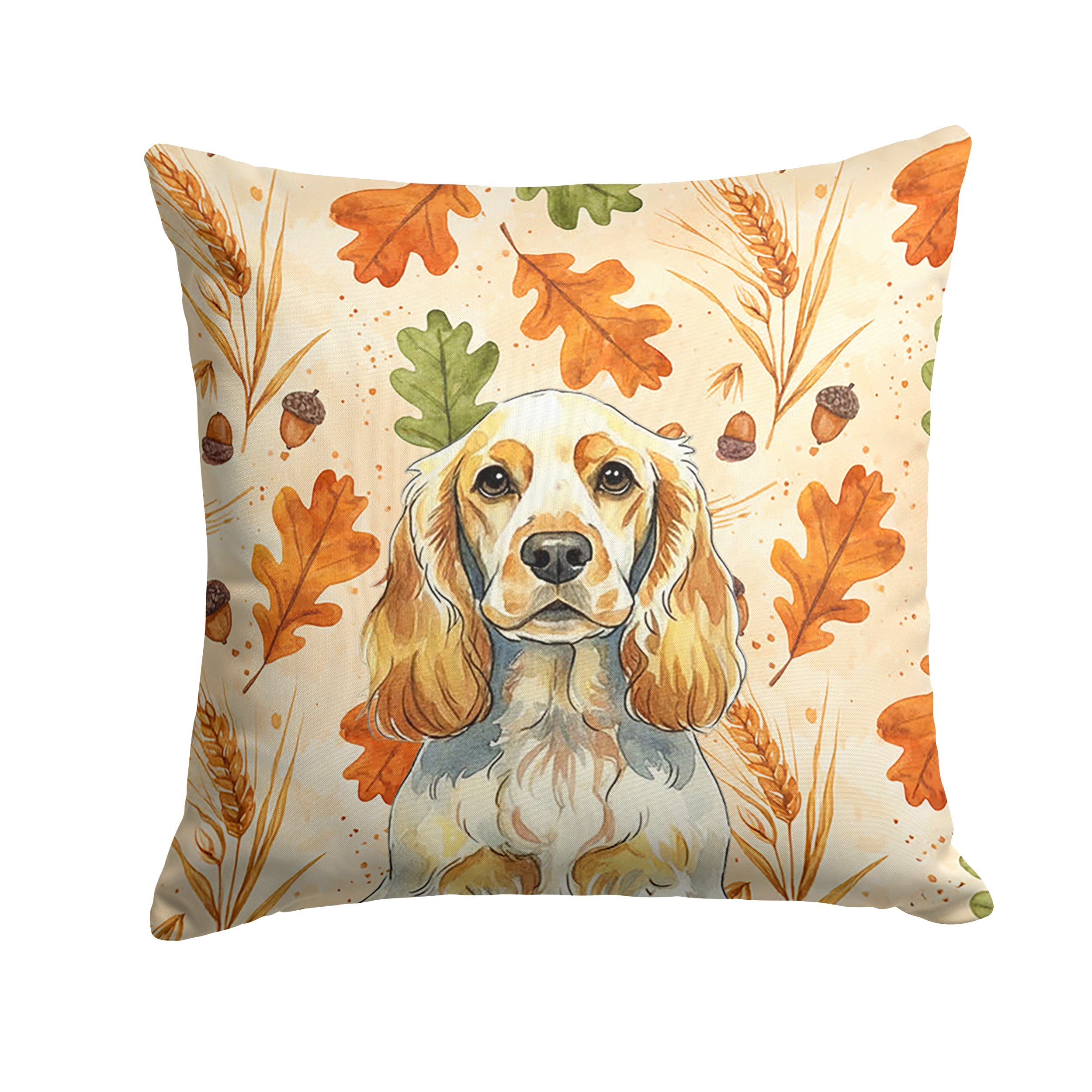 Lemon Roan English Cocker Spaniel Heirloom Fall Decorative Throw Pillow 14x14 Indoor Outdoor Accent Cushion, Fabric Cover with Insert for Sofa, Bed, Porch & Living Room