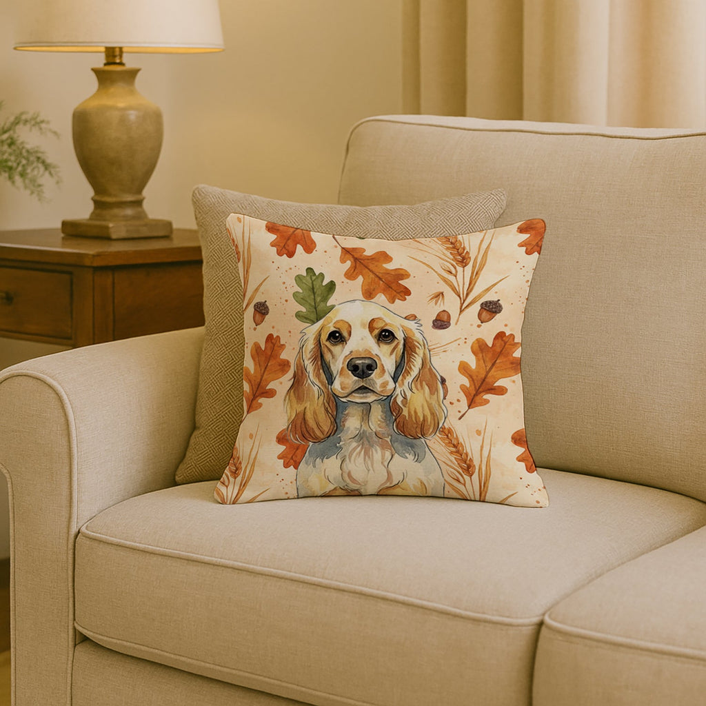 Lemon Roan English Cocker Spaniel Heirloom Fall Decorative Throw Pillow 18x18 Indoor Outdoor Accent Cushion, Fabric Cover with Insert for Sofa, Bed, Porch & Living Room