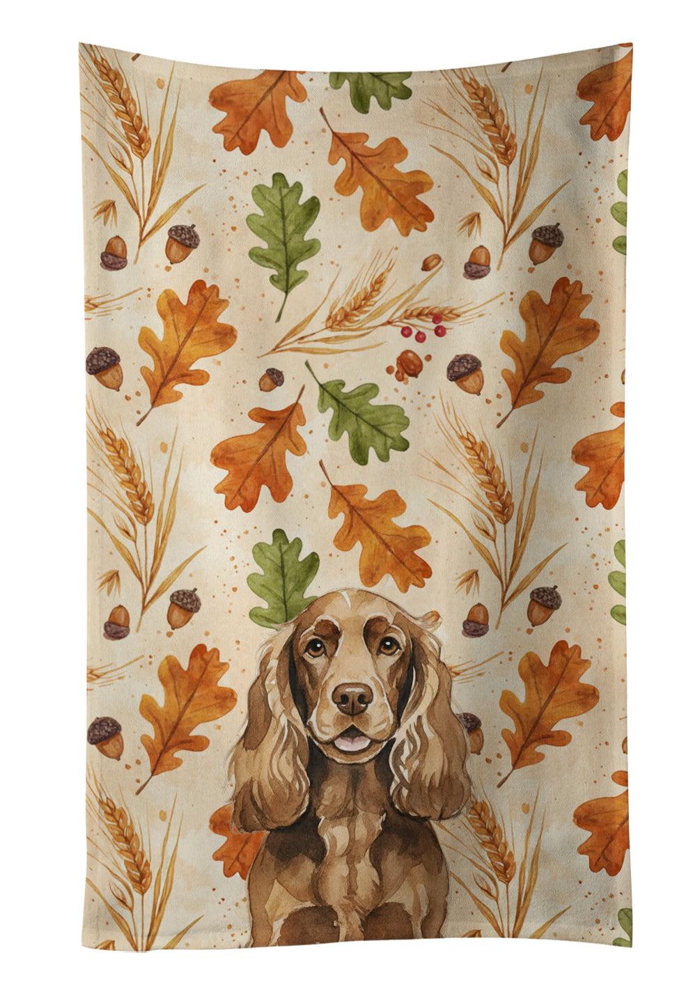 Liver English Cocker Spaniel Heirloom Fall Kitchen Towel Velour Plush Front and Cotton Loop Back Machine Washable