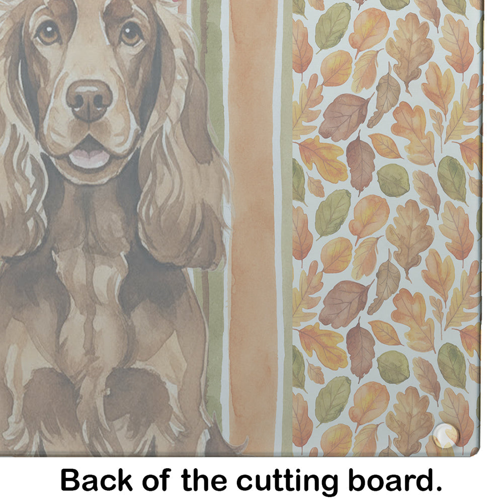 Liver English Cocker Spaniel Heirloom Fall Cutting Board Tempered Glass Kitchen Cutting Surface, Heat Resistant Chopping, Non-Slip Feet, Food Prep & Serving
