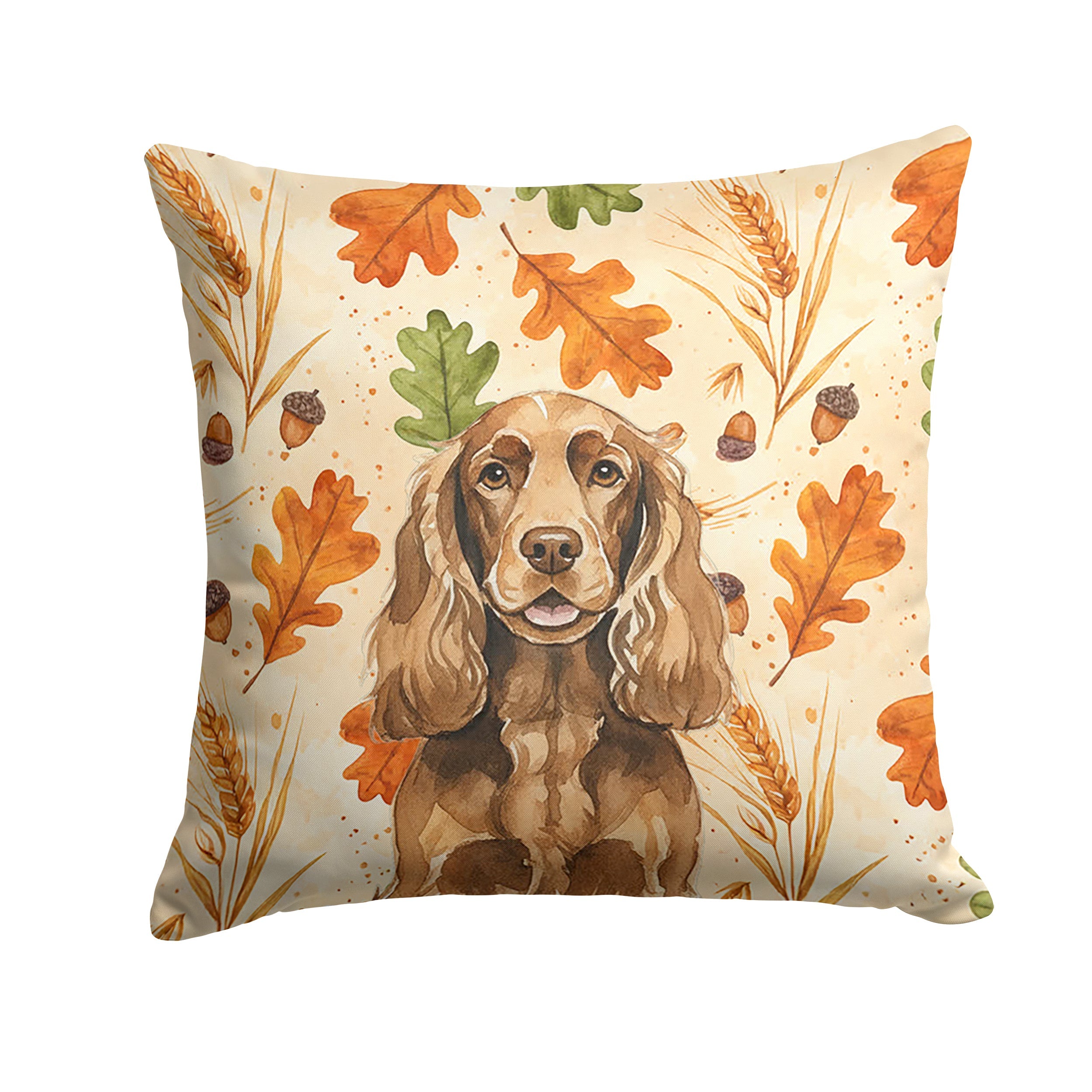 Liver English Cocker Spaniel Heirloom Fall Decorative Throw Pillow 14x14 Indoor Outdoor Accent Cushion, Fabric Cover with Insert for Sofa, Bed, Porch & Living Room