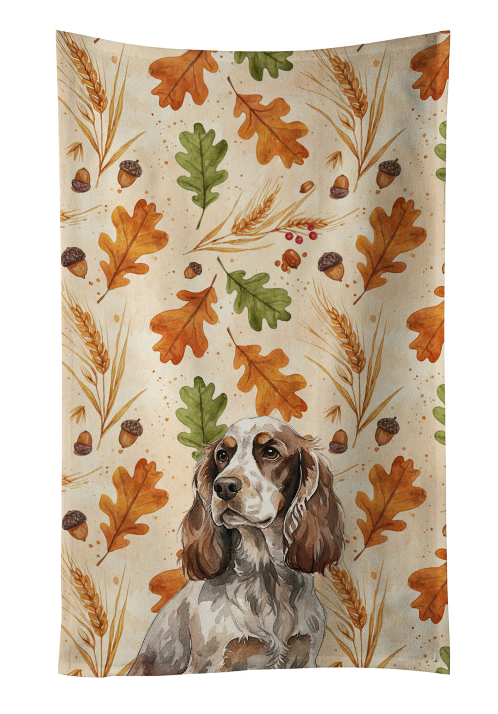Liver Roan English Cocker Spaniel Heirloom Fall Kitchen Towel Velour Plush Front and Cotton Loop Back Machine Washable