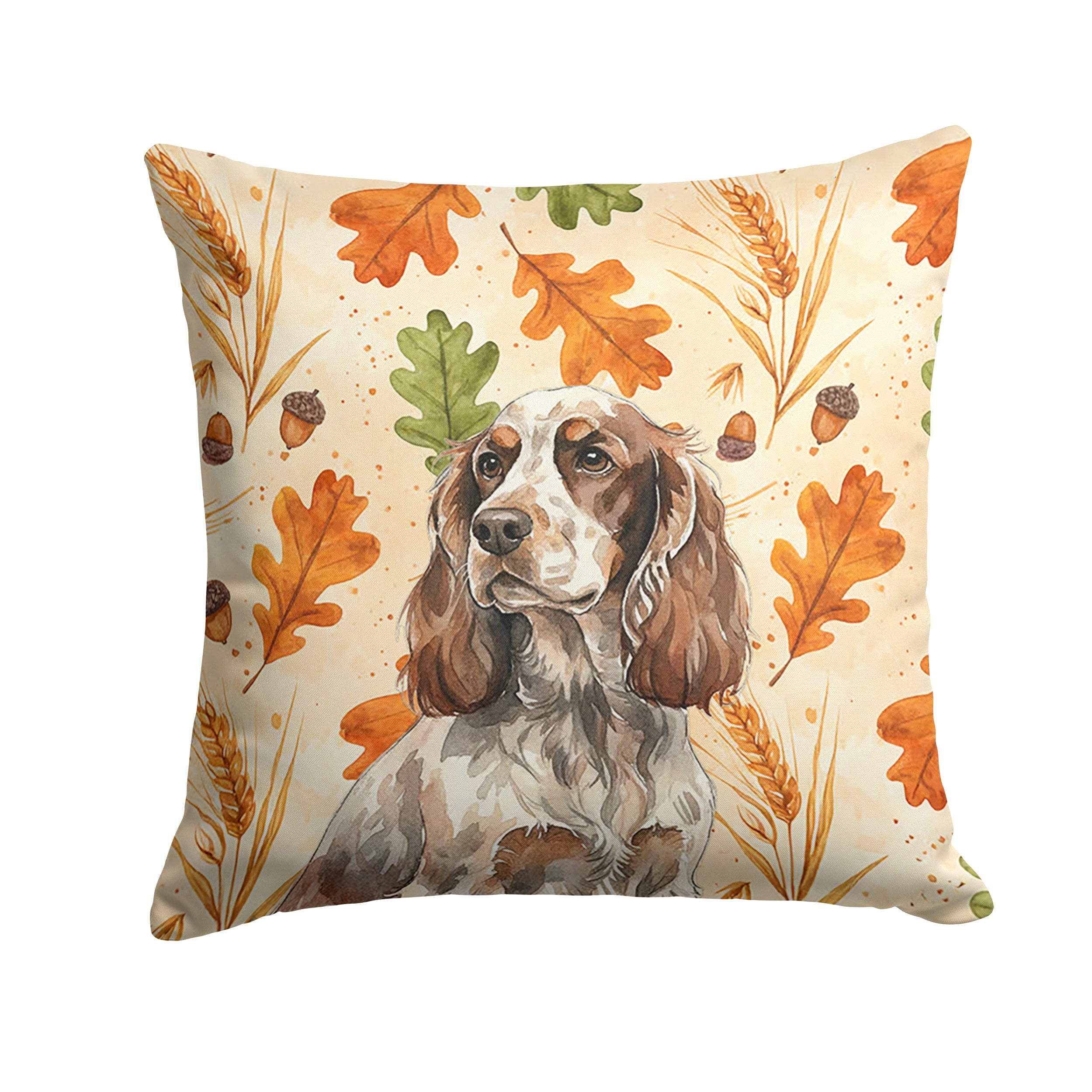 Liver Roan English Cocker Spaniel Heirloom Fall Decorative Throw Pillow 14x14 Indoor Outdoor Accent Cushion, Fabric Cover with Insert for Sofa, Bed, Porch & Living Room