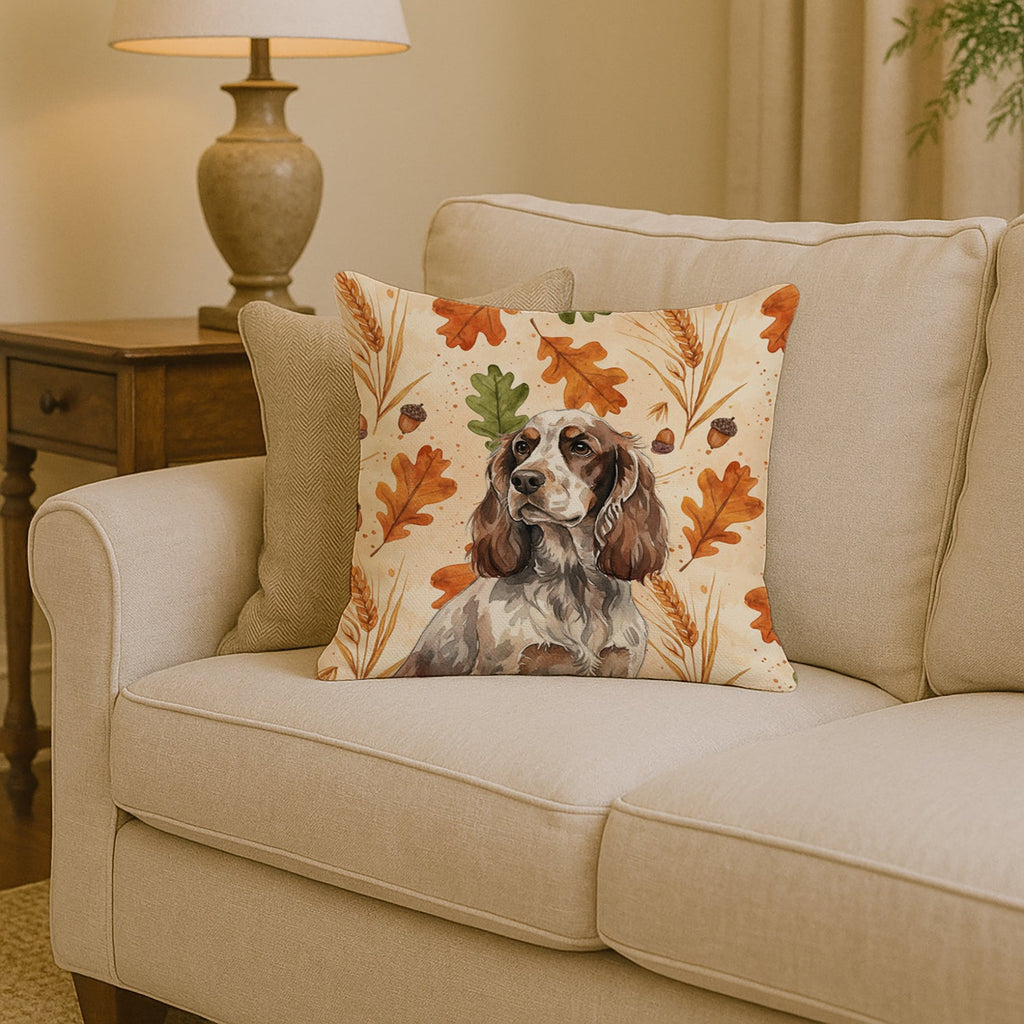 Liver Roan English Cocker Spaniel Heirloom Fall Decorative Throw Pillow 14x14 Indoor Outdoor Accent Cushion, Fabric Cover with Insert for Sofa, Bed, Porch & Living Room