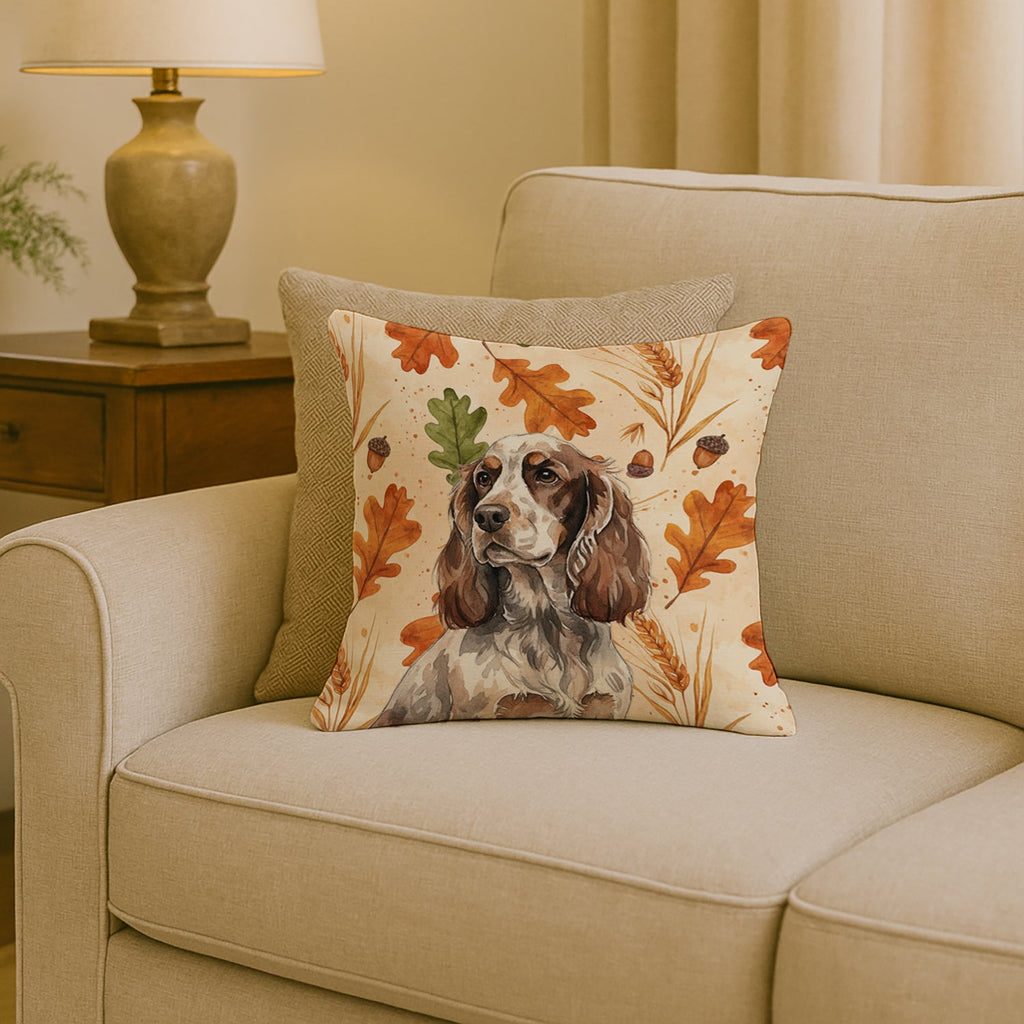 Liver Roan English Cocker Spaniel Heirloom Fall Decorative Throw Pillow 18x18 Indoor Outdoor Accent Cushion, Fabric Cover with Insert for Sofa, Bed, Porch & Living Room