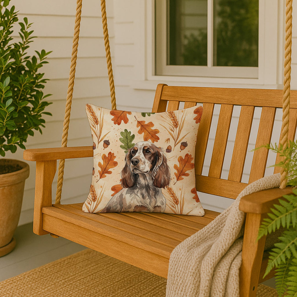 Liver Roan English Cocker Spaniel Heirloom Fall Decorative Throw Pillow 18x18 Indoor Outdoor Accent Cushion, Fabric Cover with Insert for Sofa, Bed, Porch & Living Room