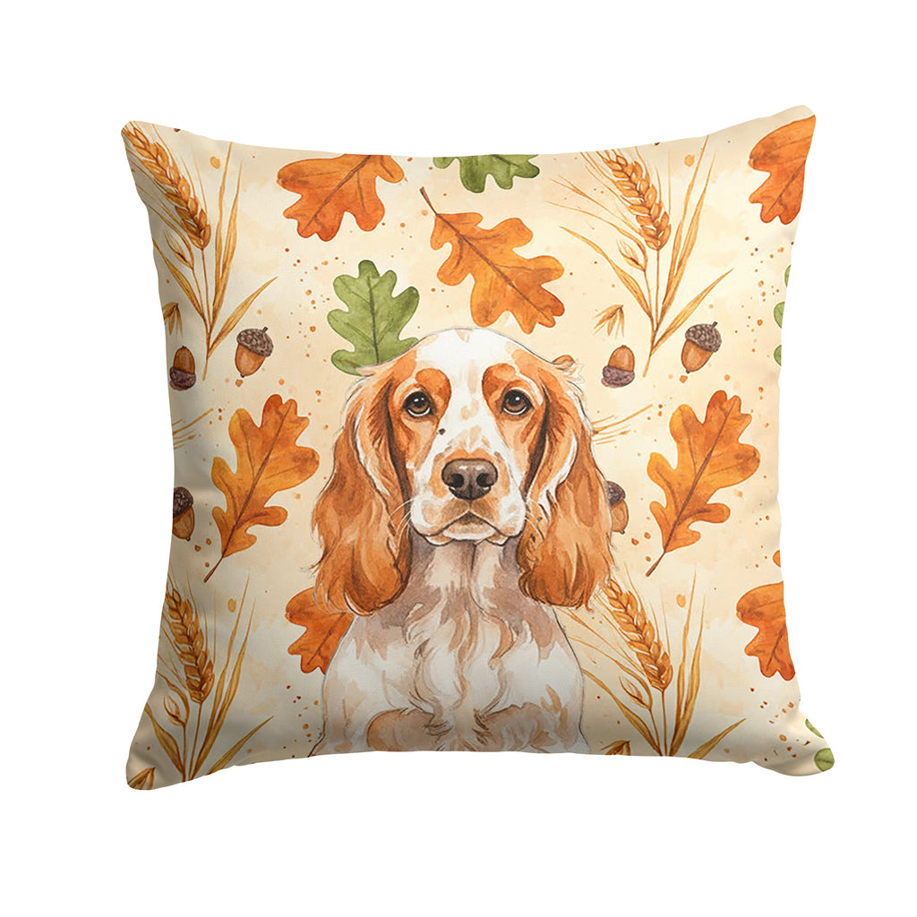 Orange Roan English Cocker Spaniel Heirloom Fall Decorative Throw Pillow 14x14 Indoor Outdoor Accent Cushion, Fabric Cover with Insert for Sofa, Bed, Porch & Living Room