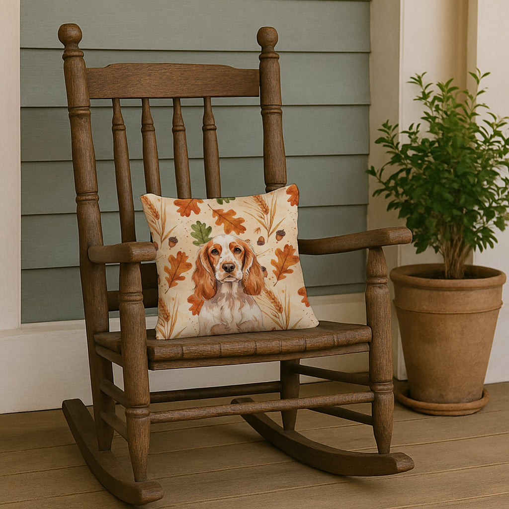 Orange Roan English Cocker Spaniel Heirloom Fall Decorative Throw Pillow 14x14 Indoor Outdoor Accent Cushion, Fabric Cover with Insert for Sofa, Bed, Porch & Living Room