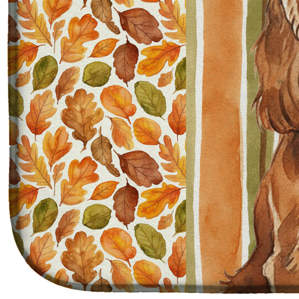 Red English Cocker Spaniel Heirloom Fall Dish Drying Mat Absorbent Dish Drying Mat Pad for Kitchen Counter Dish Drainer Mat for Countertop, 14 x 21", Multicolor