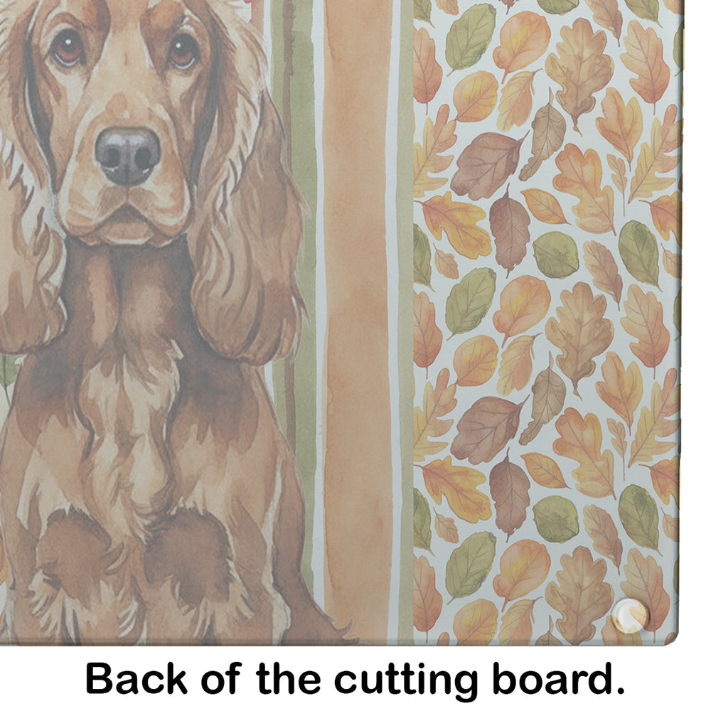 Red English Cocker Spaniel Heirloom Fall Cutting Board Tempered Glass Kitchen Cutting Surface, Heat Resistant Chopping, Non-Slip Feet, Food Prep & Serving