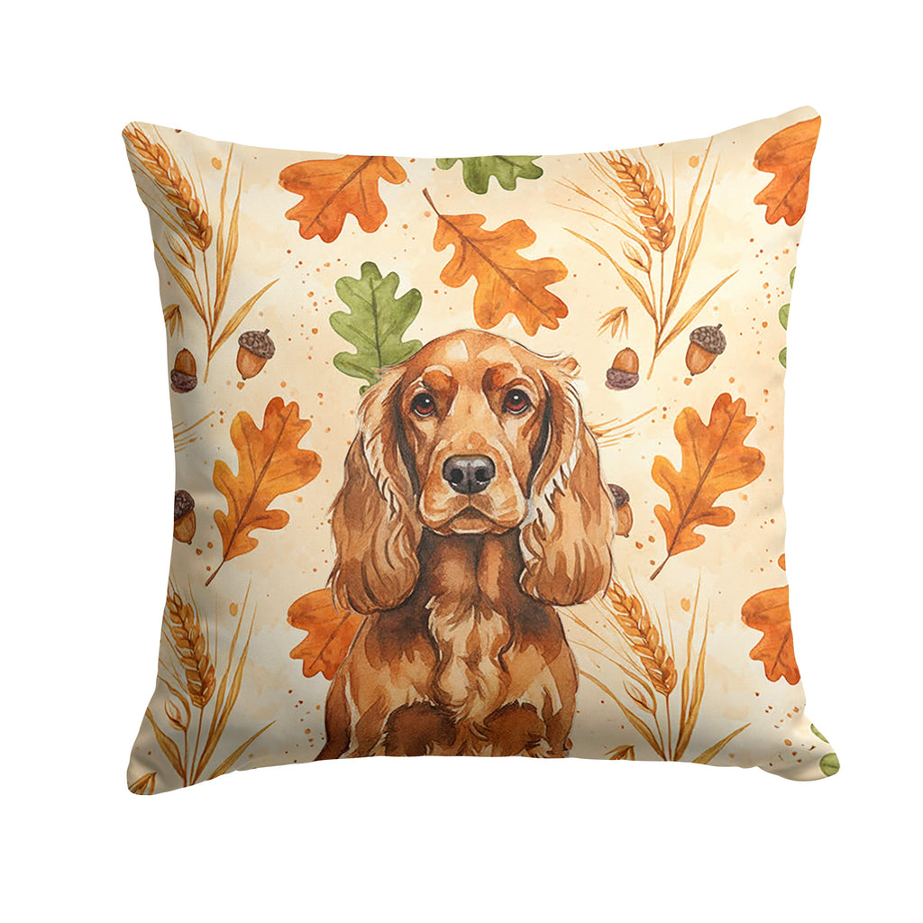 Red English Cocker Spaniel Heirloom Fall Decorative Throw Pillow 14x14 Indoor Outdoor Accent Cushion, Fabric Cover with Insert for Sofa, Bed, Porch & Living Room