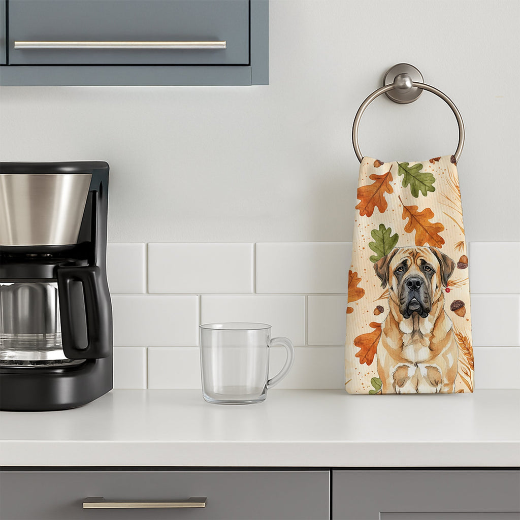 Apricot English Mastiff Heirloom Fall Kitchen Towel Velour Plush Front and Cotton Loop Back Machine Washable