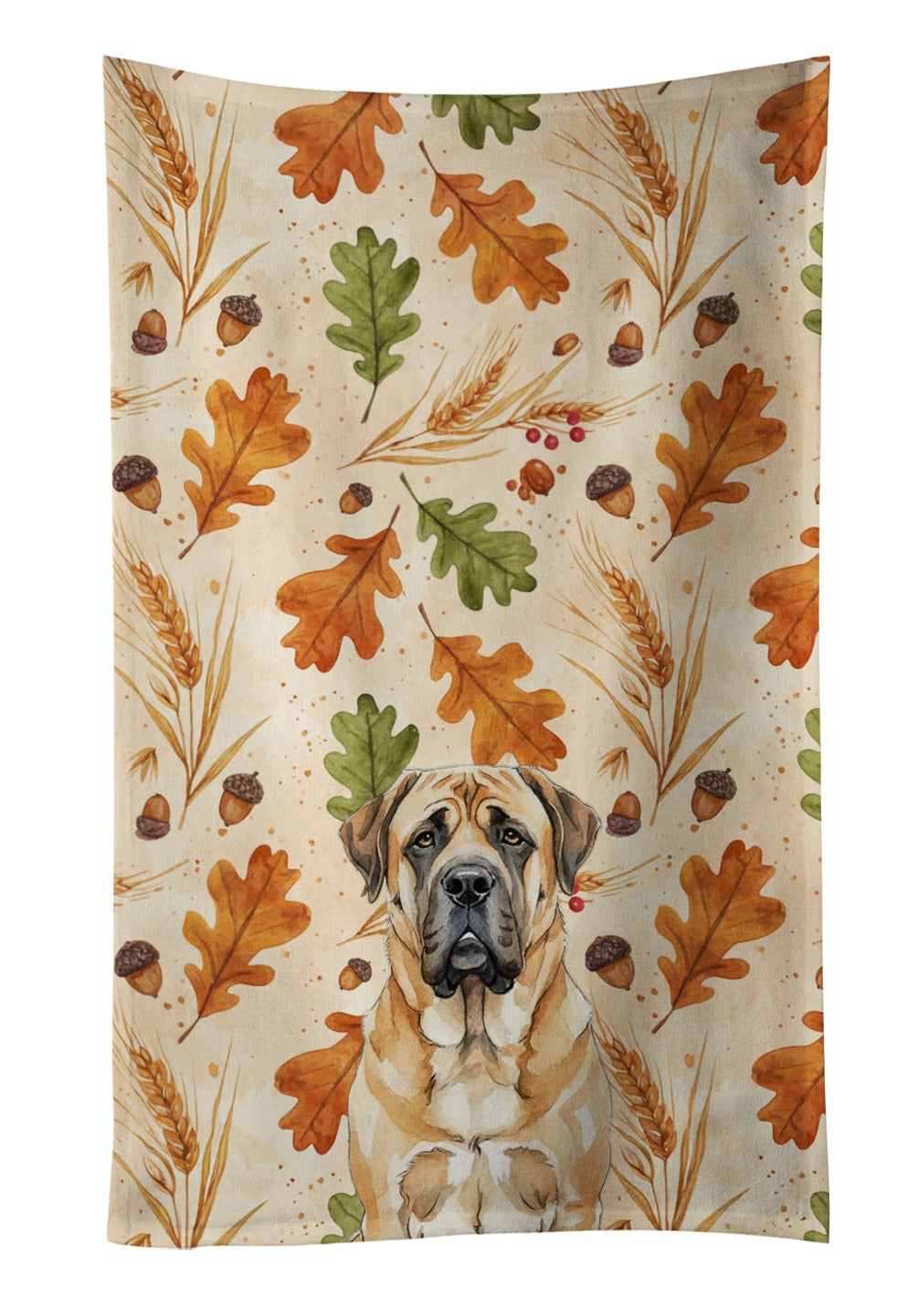 Apricot English Mastiff Heirloom Fall Kitchen Towel Velour Plush Front and Cotton Loop Back Machine Washable
