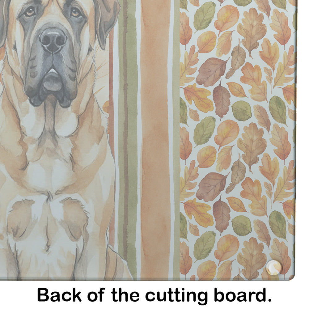 Apricot English Mastiff Heirloom Fall Cutting Board Tempered Glass Kitchen Cutting Surface, Heat Resistant Chopping, Non-Slip Feet, Food Prep & Serving