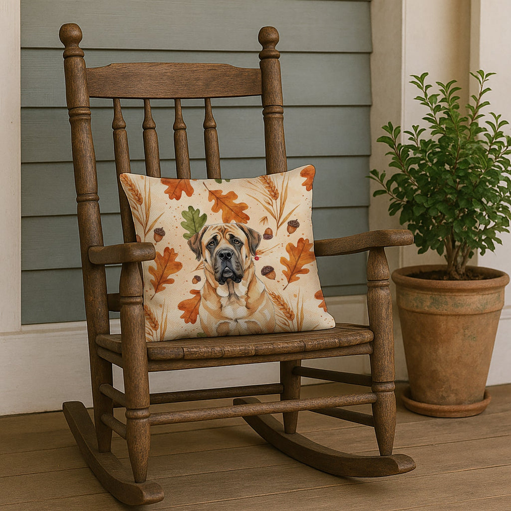 Apricot English Mastiff Heirloom Fall Decorative Throw Pillow 18x18 Indoor Outdoor Accent Cushion, Fabric Cover with Insert for Sofa, Bed, Porch & Living Room