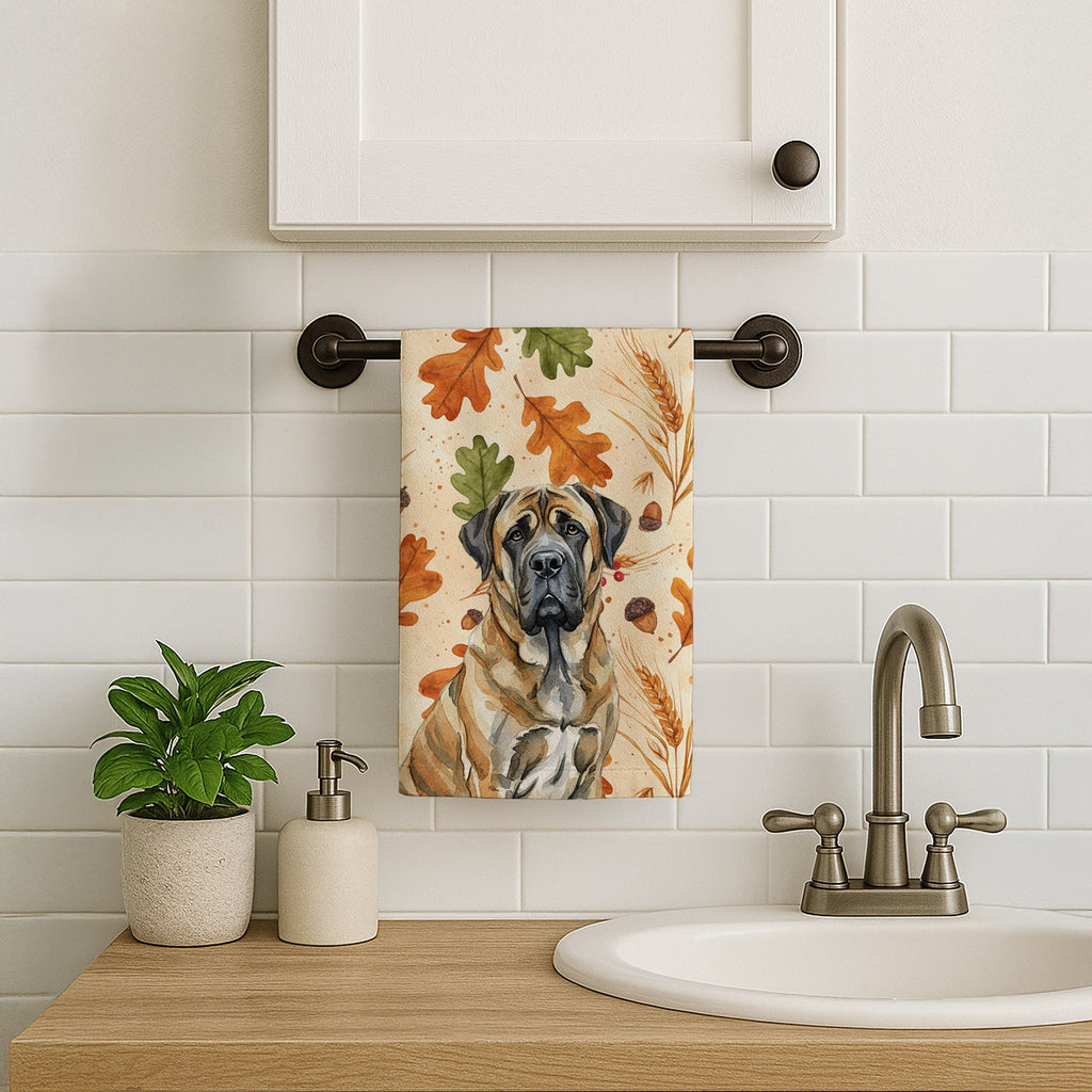 Brindle English Mastiff Heirloom Fall Kitchen Towel Velour Plush Front and Cotton Loop Back Machine Washable