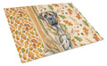 Brindle English Mastiff Heirloom Fall Cutting Board Tempered Glass Kitchen Cutting Surface, Heat Resistant Chopping, Non-Slip Feet, Food Prep & Serving