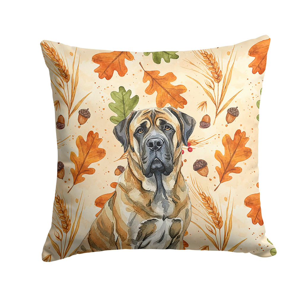 Brindle English Mastiff Heirloom Fall Decorative Throw Pillow 18x18 Indoor Outdoor Accent Cushion, Fabric Cover with Insert for Sofa, Bed, Porch & Living Room