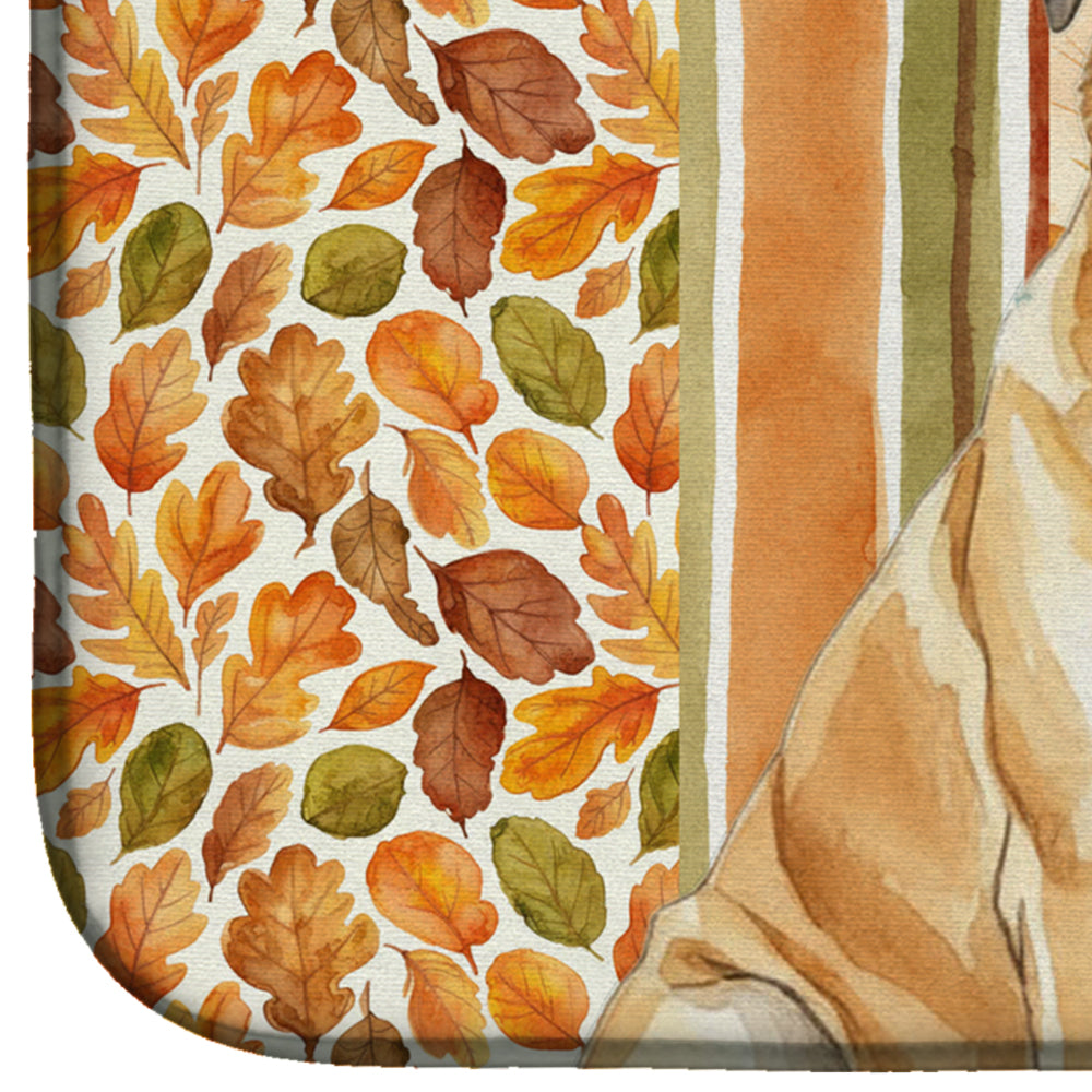 Fawn English Mastiff Heirloom Fall Dish Drying Mat Absorbent Dish Drying Mat Pad for Kitchen Counter Dish Drainer Mat for Countertop, 14 x 21", Multicolor