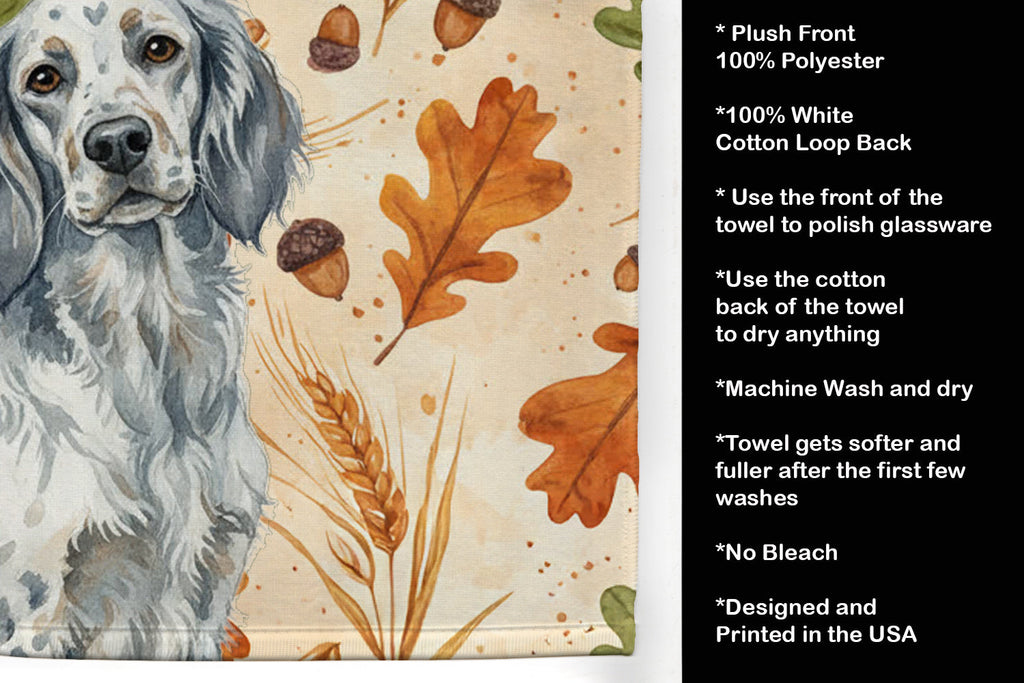 Blue Belton English Setter Heirloom Fall Kitchen Towel Velour Plush Front and Cotton Loop Back Machine Washable