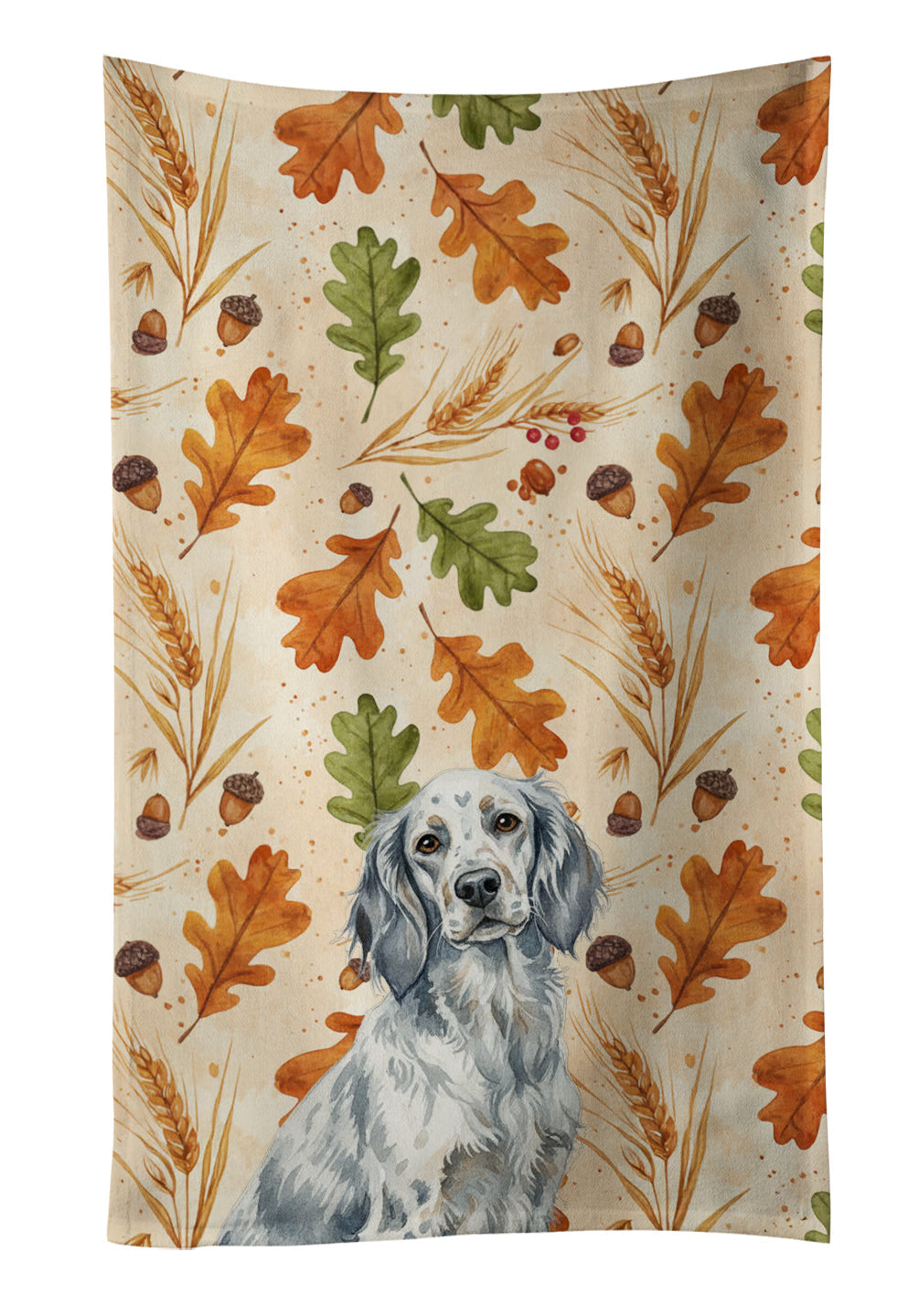 Blue Belton English Setter Heirloom Fall Kitchen Towel Velour Plush Front and Cotton Loop Back Machine Washable