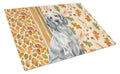 Blue Belton English Setter Heirloom Fall Cutting Board Tempered Glass Kitchen Cutting Surface, Heat Resistant Chopping, Non-Slip Feet, Food Prep & Serving
