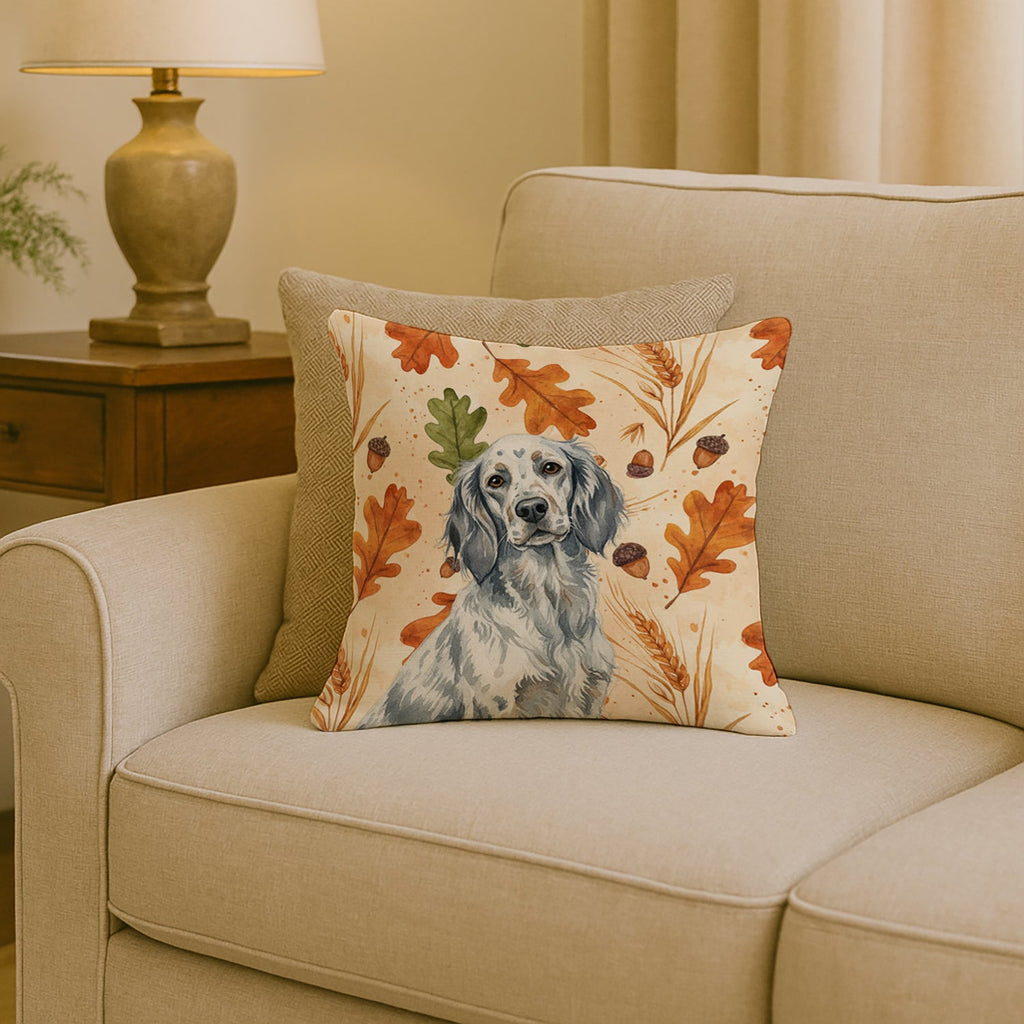 Blue Belton English Setter Heirloom Fall Decorative Throw Pillow 18x18 Indoor Outdoor Accent Cushion, Fabric Cover with Insert for Sofa, Bed, Porch & Living Room