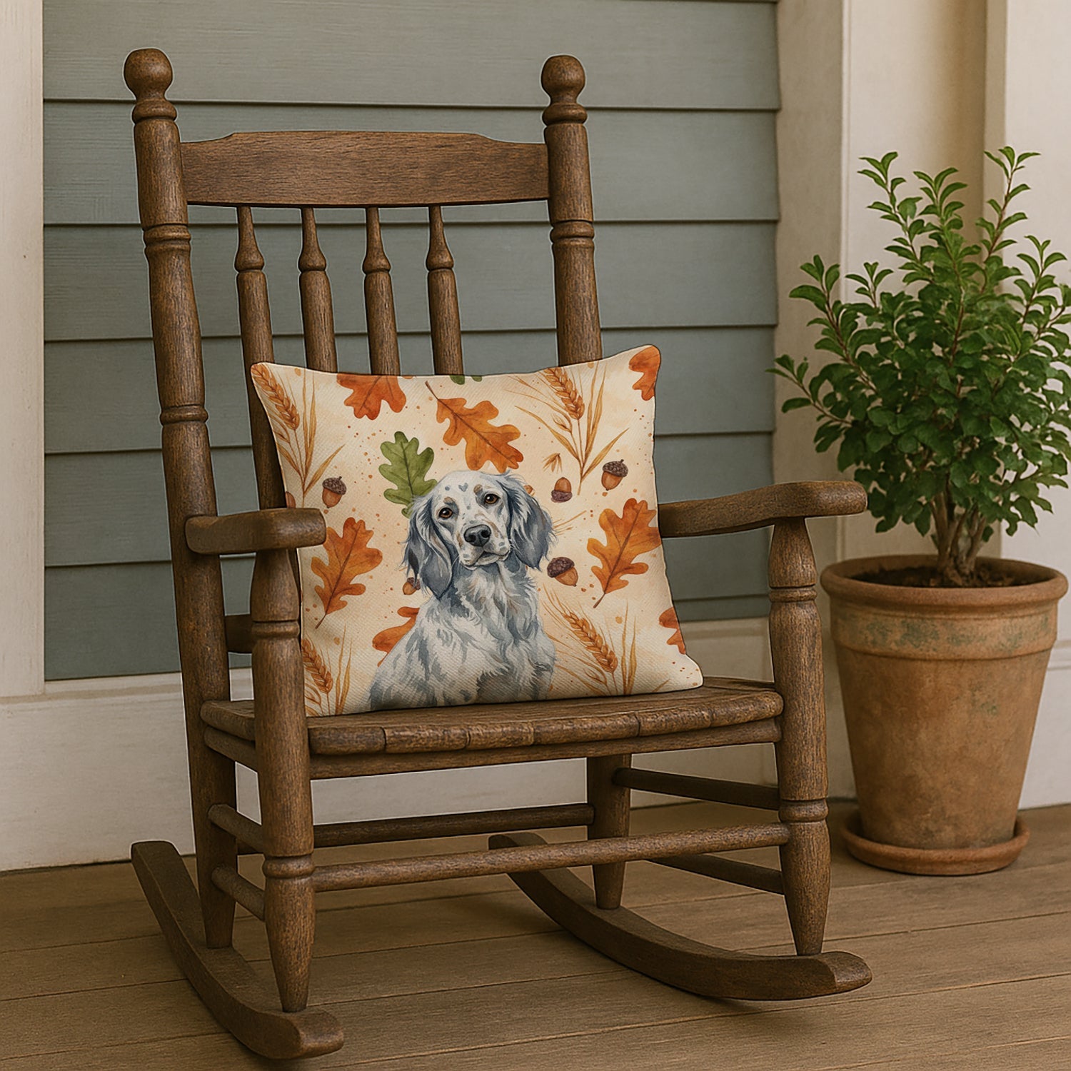 Blue Belton English Setter Heirloom Fall Decorative Throw Pillow 18x18 Indoor Outdoor Accent Cushion, Fabric Cover with Insert for Sofa, Bed, Porch & Living Room