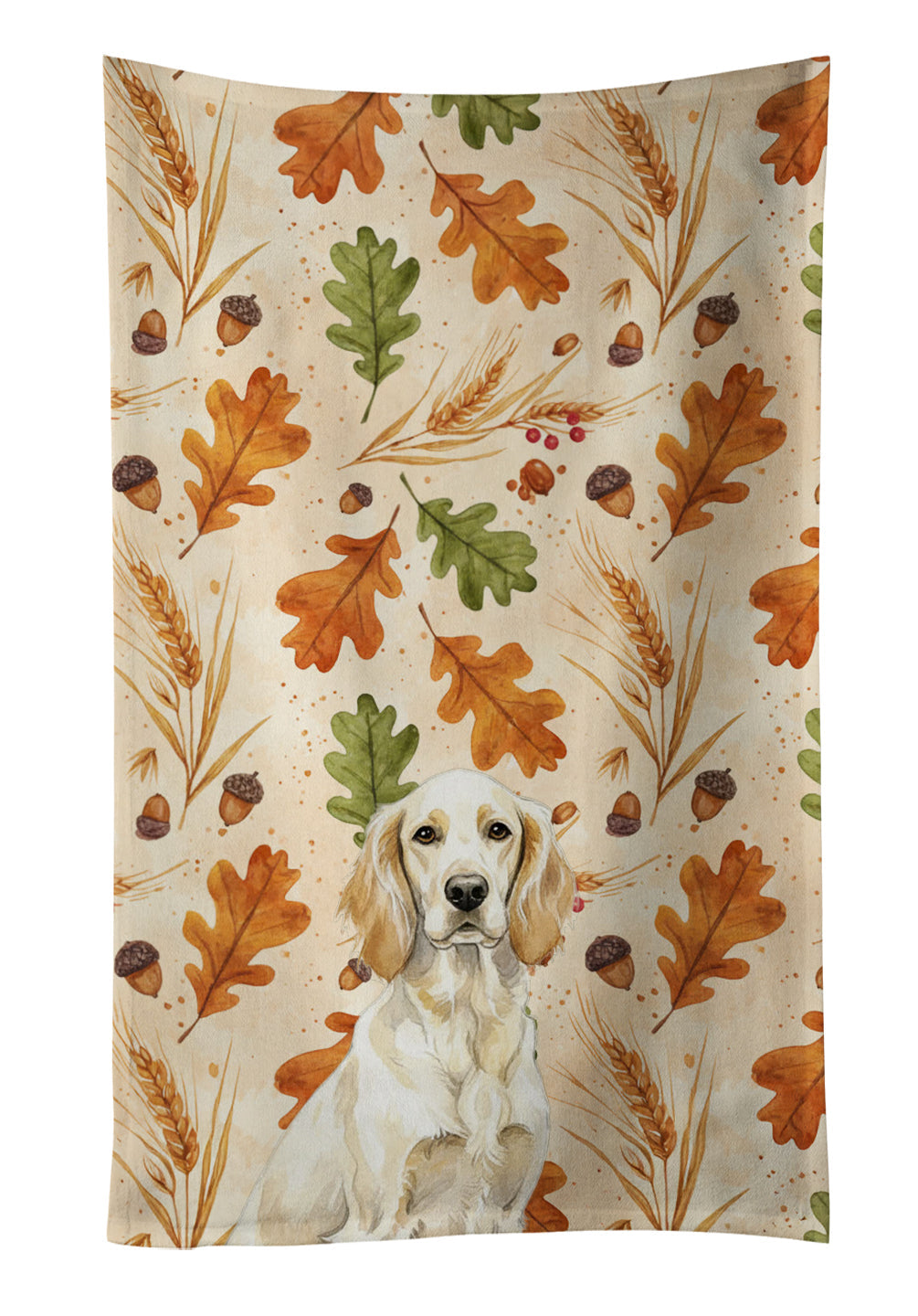 Lemon Belton English Setter Heirloom Fall Kitchen Towel Velour Plush Front and Cotton Loop Back Machine Washable