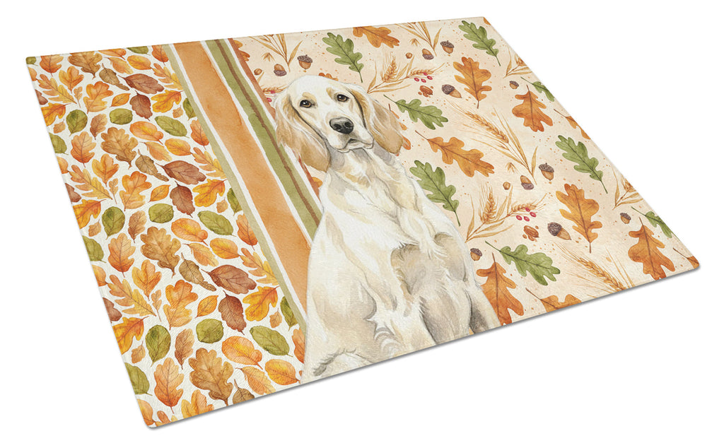 Lemon Belton English Setter Heirloom Fall Cutting Board Tempered Glass Kitchen Cutting Surface, Heat Resistant Chopping, Non-Slip Feet, Food Prep & Serving