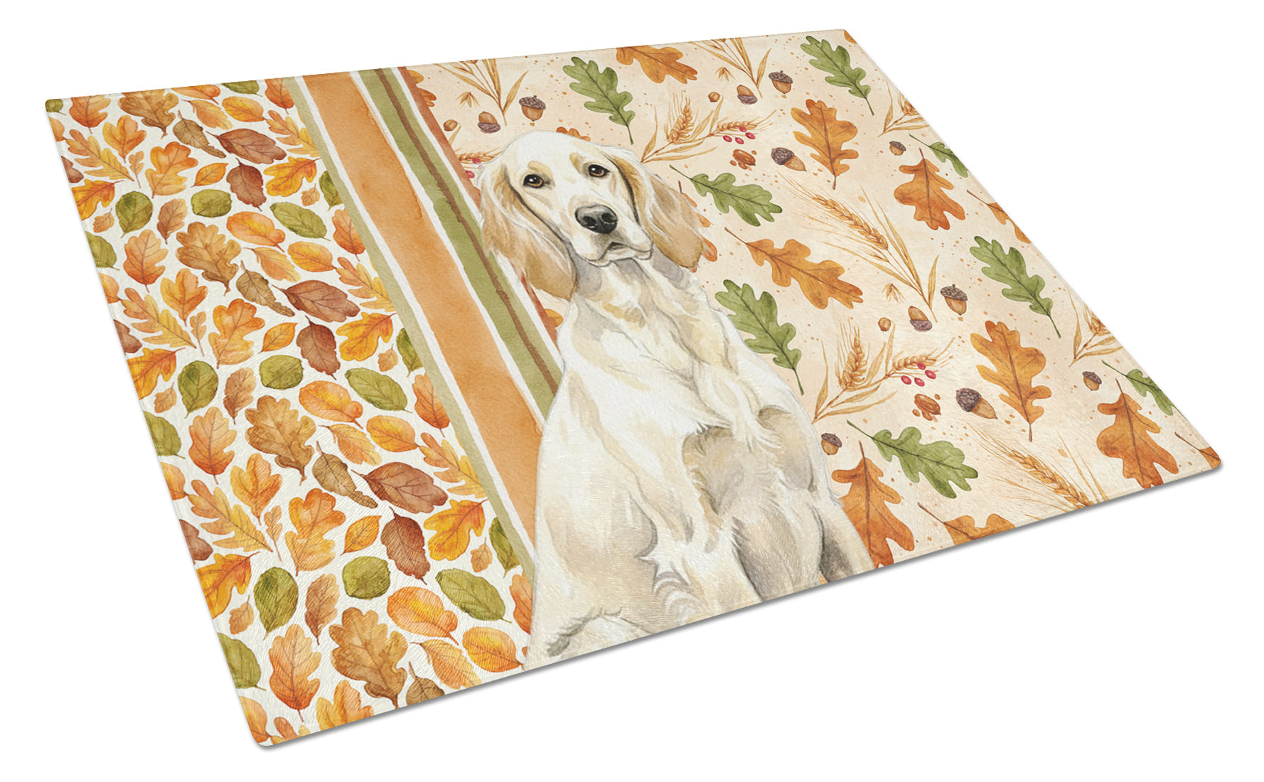 Lemon Belton English Setter Heirloom Fall Cutting Board Tempered Glass Kitchen Cutting Surface, Heat Resistant Chopping, Non-Slip Feet, Food Prep & Serving