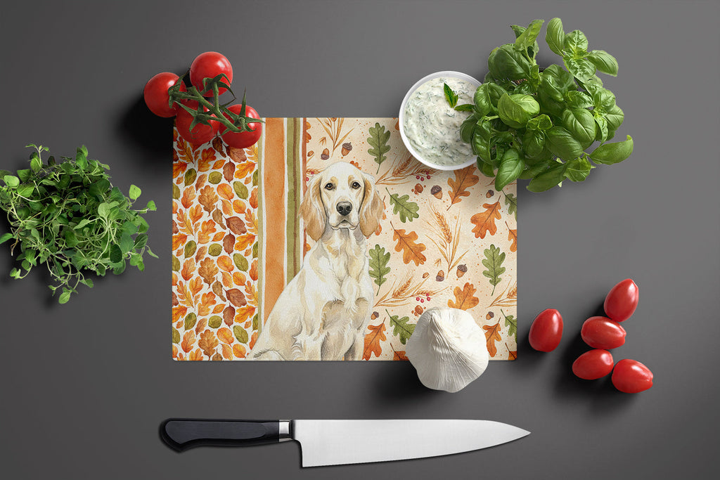 Lemon Belton English Setter Heirloom Fall Cutting Board Tempered Glass Kitchen Cutting Surface, Heat Resistant Chopping, Non-Slip Feet, Food Prep & Serving