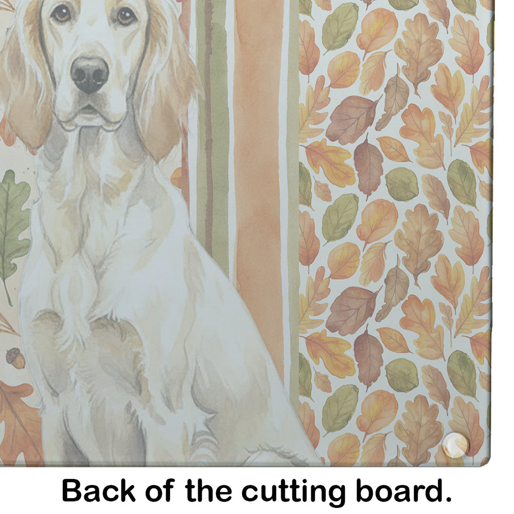 Lemon Belton English Setter Heirloom Fall Cutting Board Tempered Glass Kitchen Cutting Surface, Heat Resistant Chopping, Non-Slip Feet, Food Prep & Serving