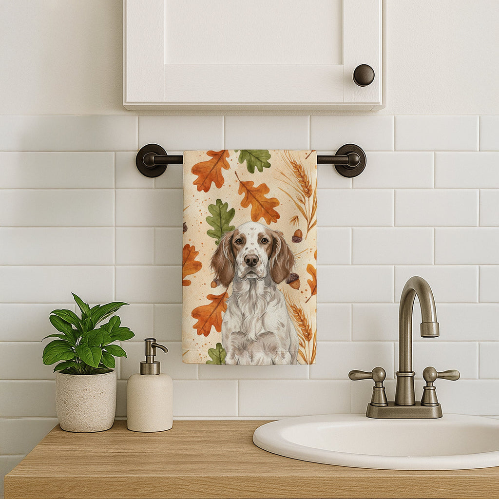 Liver Belton English Setter Heirloom Fall Kitchen Towel Velour Plush Front and Cotton Loop Back Machine Washable