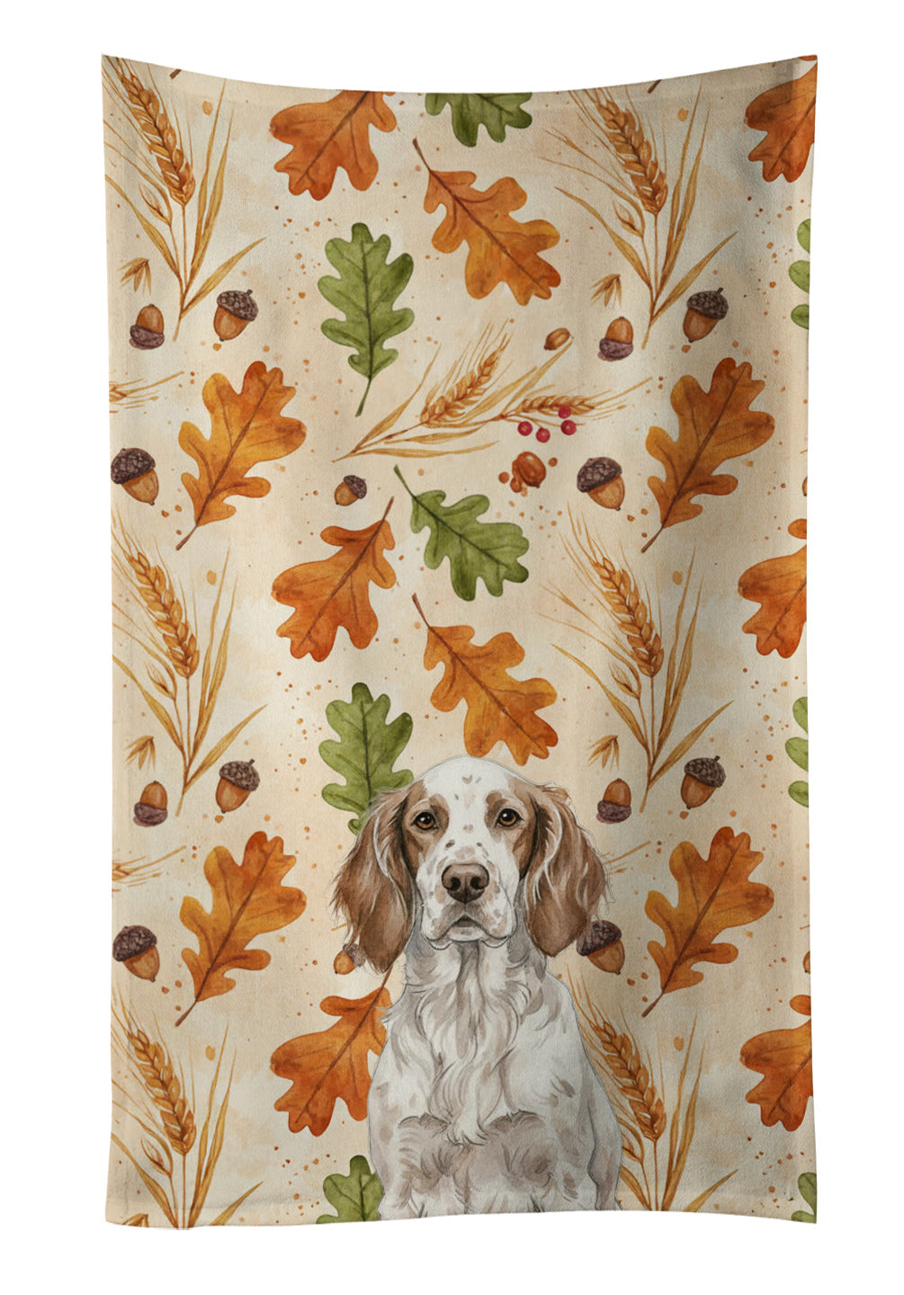 Liver Belton English Setter Heirloom Fall Kitchen Towel Velour Plush Front and Cotton Loop Back Machine Washable