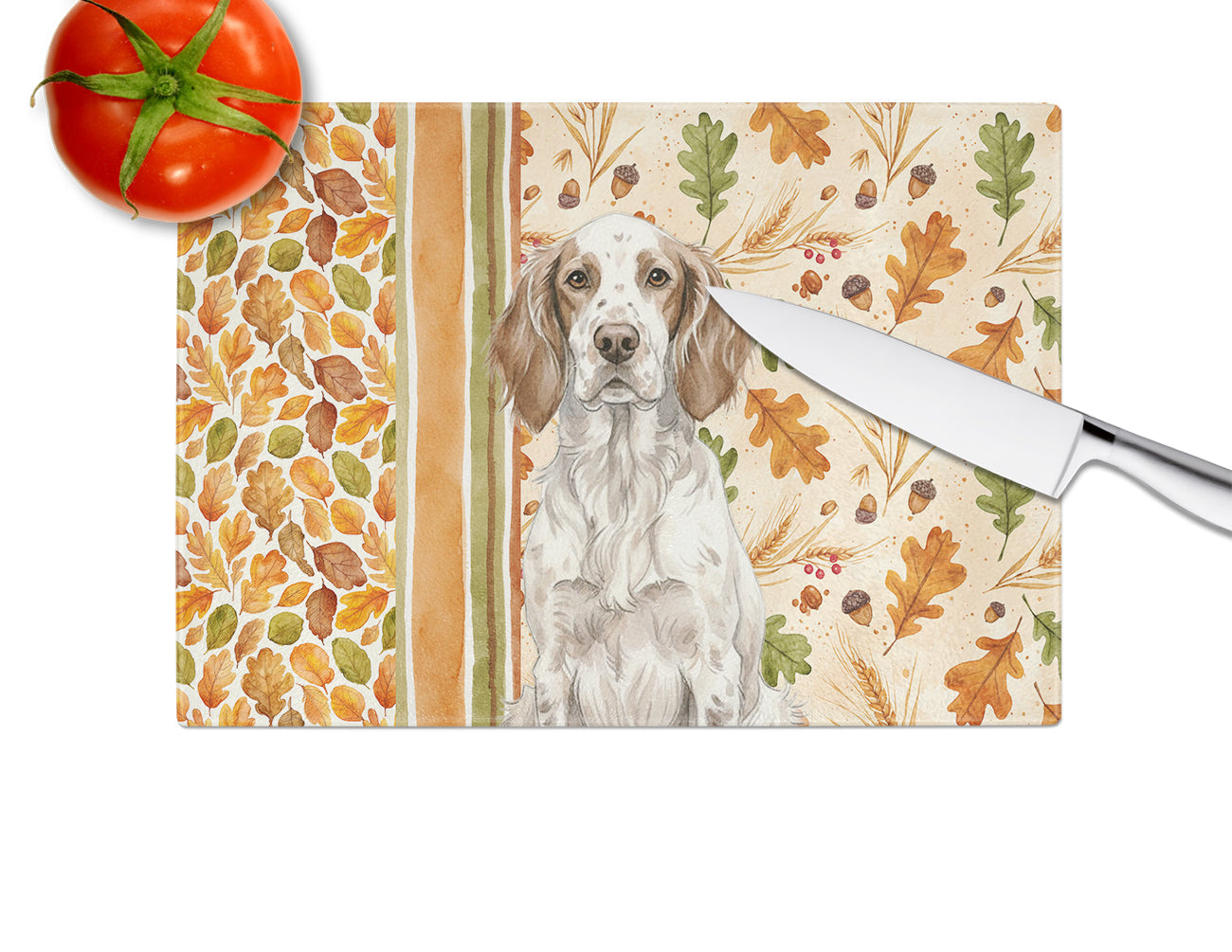 Liver Belton English Setter Heirloom Fall Cutting Board Tempered Glass Kitchen Cutting Surface, Heat Resistant Chopping, Non-Slip Feet, Food Prep & Serving