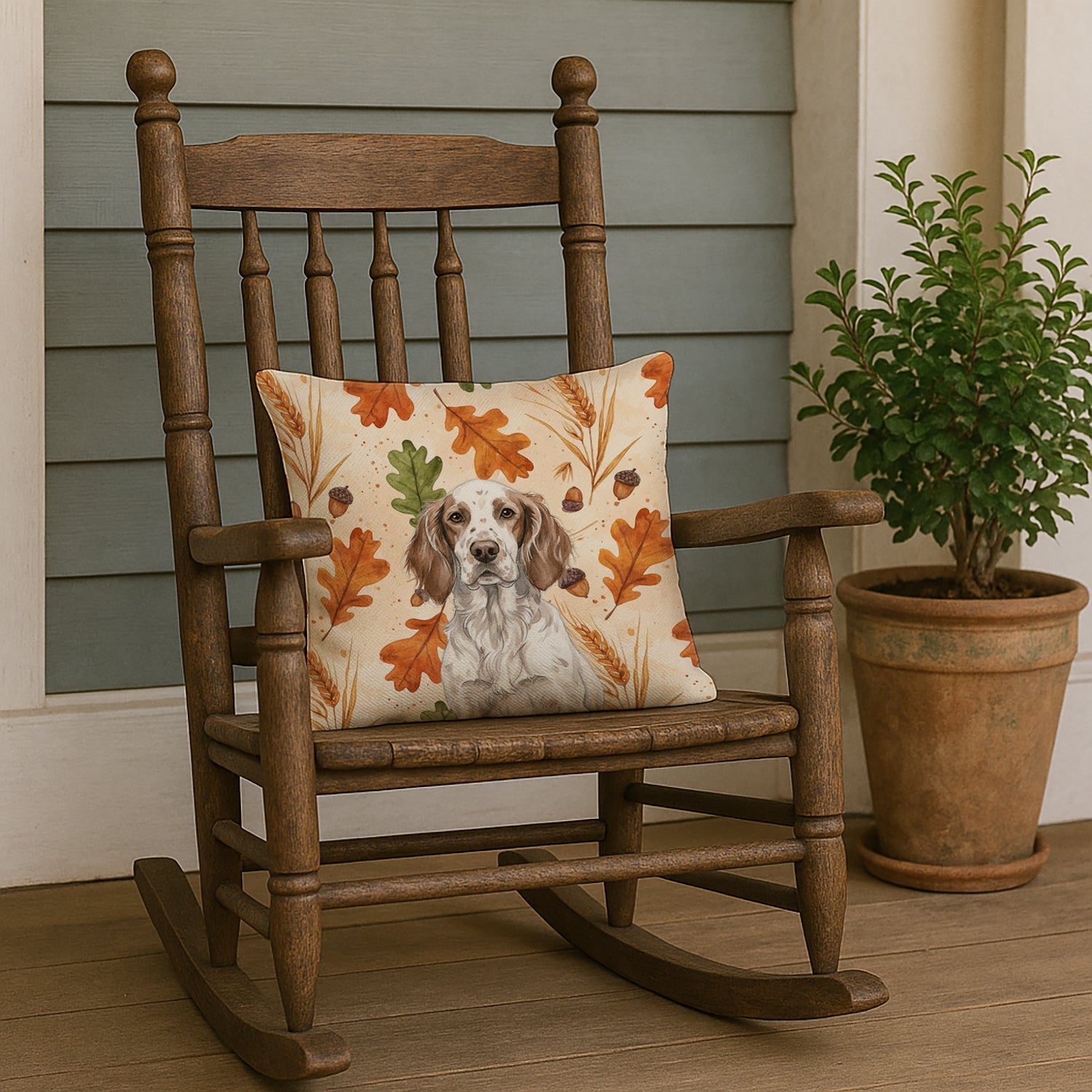 Liver Belton English Setter Heirloom Fall Decorative Throw Pillow 18x18 Indoor Outdoor Accent Cushion, Fabric Cover with Insert for Sofa, Bed, Porch & Living Room
