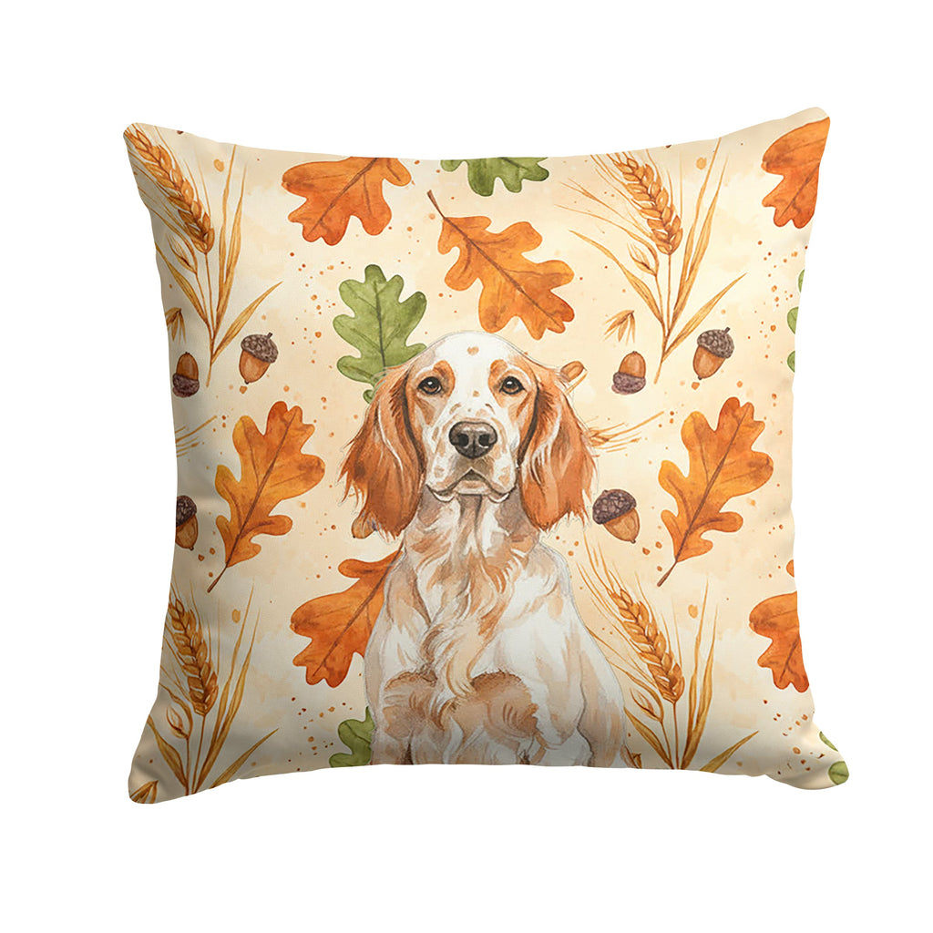 Orange Belton English Setter Heirloom Fall Decorative Throw Pillow 18x18 Indoor Outdoor Accent Cushion, Fabric Cover with Insert for Sofa, Bed, Porch & Living Room