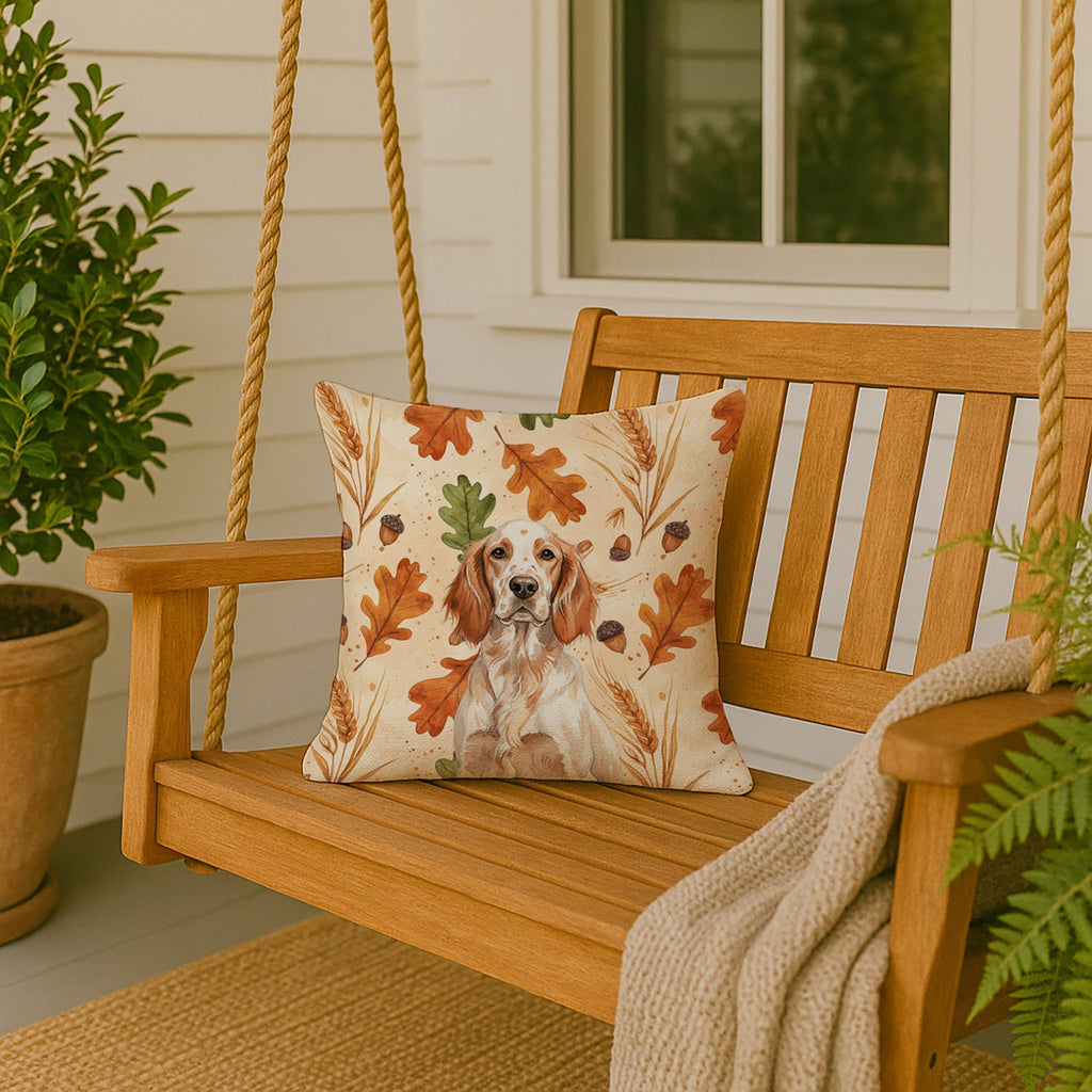 Orange Belton English Setter Heirloom Fall Decorative Throw Pillow 18x18 Indoor Outdoor Accent Cushion, Fabric Cover with Insert for Sofa, Bed, Porch & Living Room