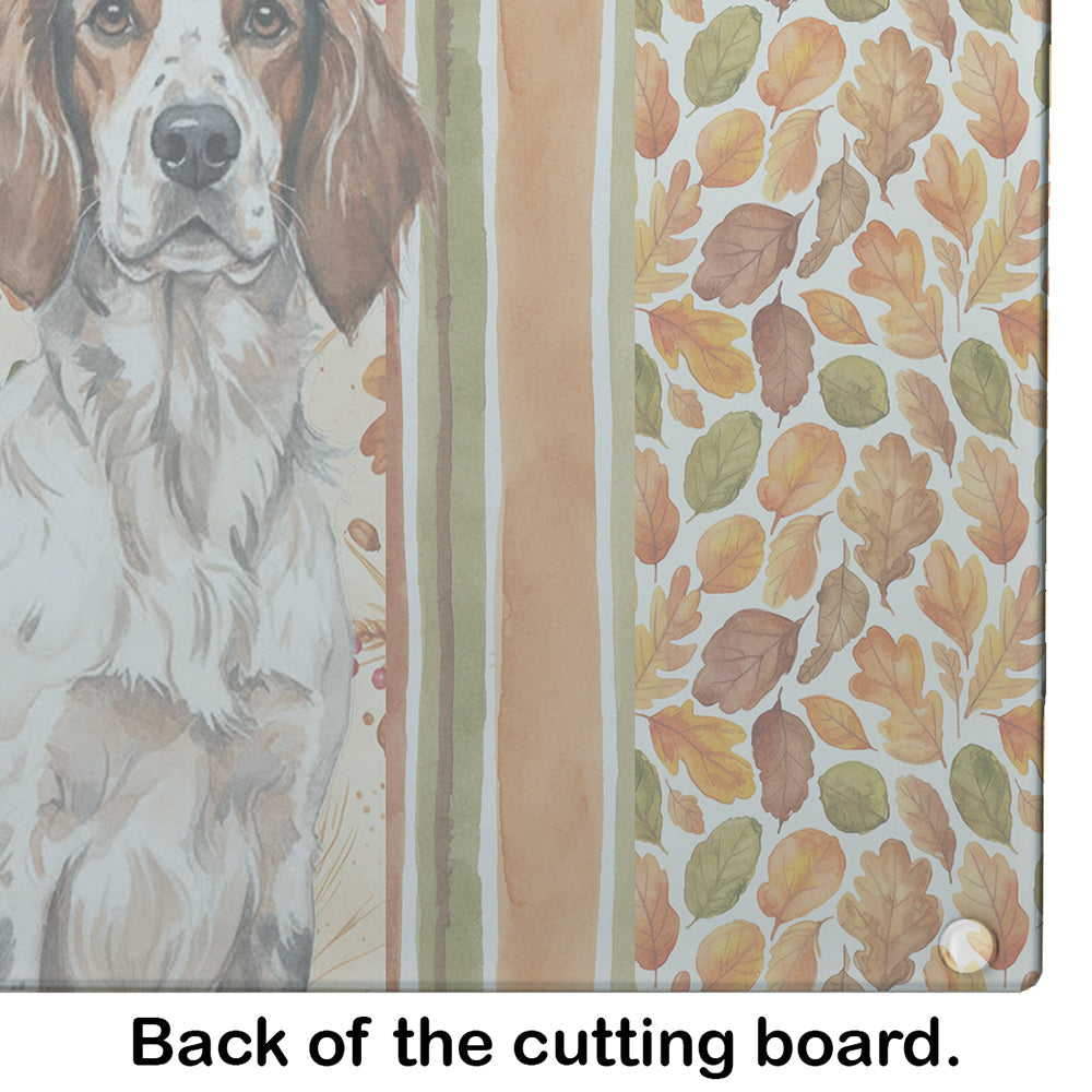 Tricolor English Setter Heirloom Fall Cutting Board Tempered Glass Kitchen Cutting Surface, Heat Resistant Chopping, Non-Slip Feet, Food Prep & Serving