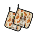 Tricolor English Setter Heirloom Fall Pot Holder Set of 2 Heat Resistant Quilted Hot Pads 7.5 x 7.5 Inch, Insulated Kitchen Trivets for Cooking & Baking