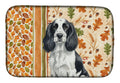 Black and White English Springer Spaniel Heirloom Fall Dish Drying Mat Absorbent Dish Drying Mat Pad for Kitchen Counter Dish Drainer Mat for Countertop, 14 x 21", Multicolor