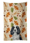 Black and White English Springer Spaniel Heirloom Fall Kitchen Towel Velour Plush Front and Cotton Loop Back Machine Washable