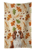 Liver and White English Springer Spaniel Heirloom Fall Kitchen Towel Velour Plush Front and Cotton Loop Back Machine Washable