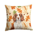 Liver and White English Springer Spaniel Heirloom Fall Decorative Throw Pillow 14x14 Indoor Outdoor Accent Cushion, Fabric Cover with Insert for Sofa, Bed, Porch & Living Room